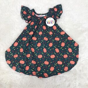 DOT DOT SMILE Baby Girl Fall Pumpkin Print Dress Green‎ Orange 6-12 Months New